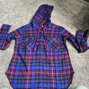 Columbia plaid button up/down hoodie flannel